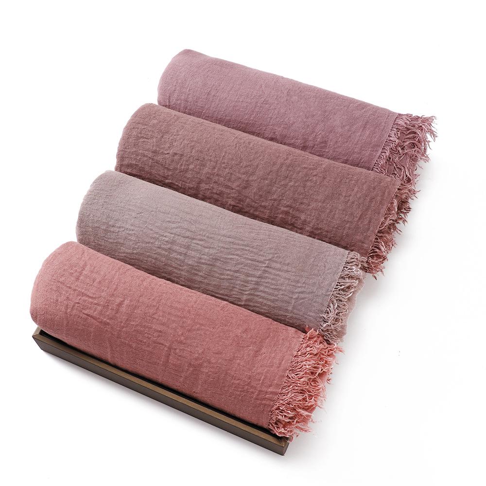 High-Quality Cotton Linen Gauze Scarf: Breathable, Encrypted Sunscreen, Four-Circle Fringe Shawl, Women's Malay Head Scarf