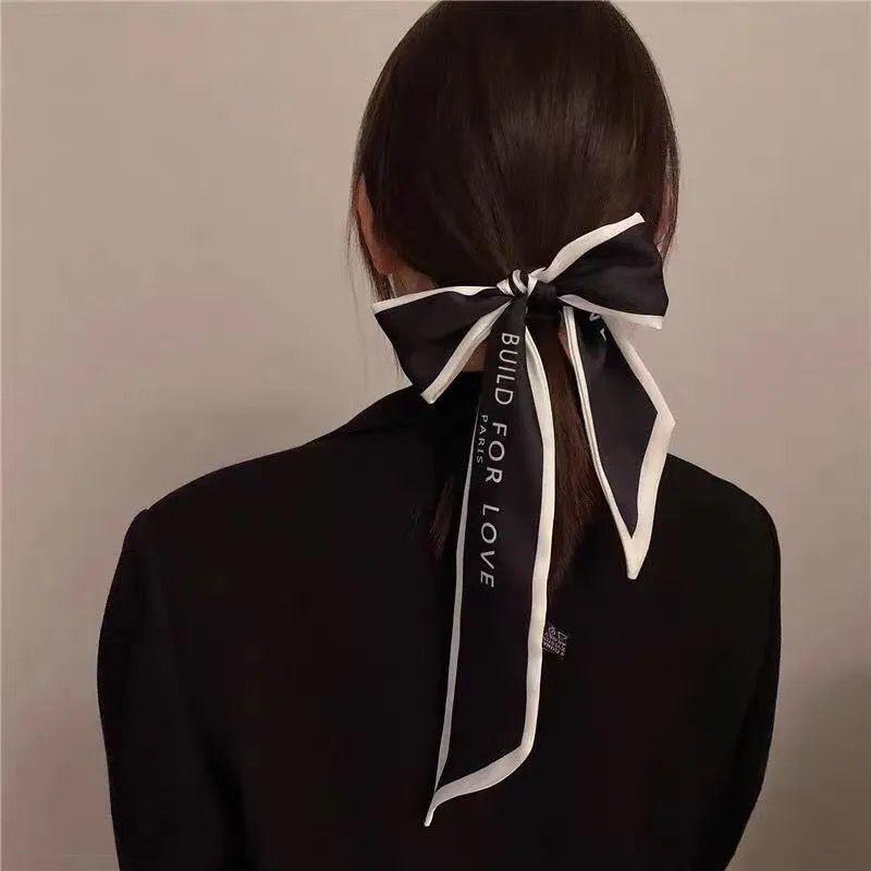 Женский длинный узкий шелковый шарф, повязка на голову, шейный галстук с принтом, роскошные брендовые аксессуары для волос, классные шарфы для девочек, лето 2021 г.