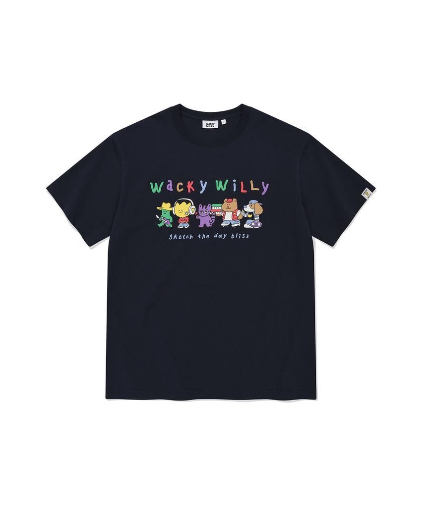 WACKY WILLY Kiki Friends Графическая футболка с коротким рукавом Темно-синяя
