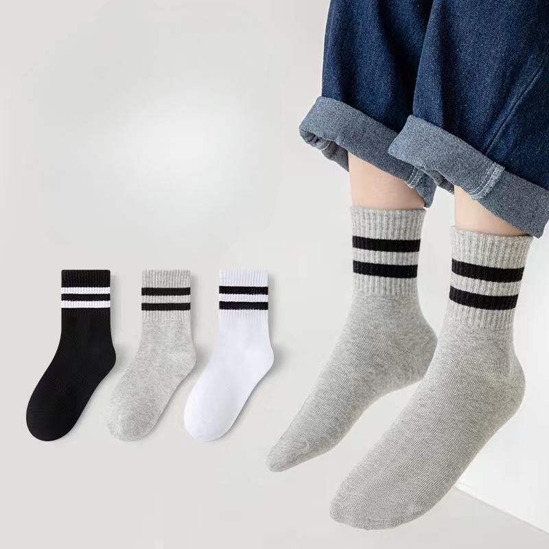 1 Pairs/ Pure Colour Soft Breathable Cotton Kids School Socks Girls Boys Casual Grey Black White Sports Children's Socks