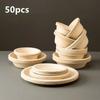 50 шт. разлагаемых одноразовых тарелок для семейного ужина, обеденная тарелка и миска, утолщенная бумажная посуда, кухонные принадлежности