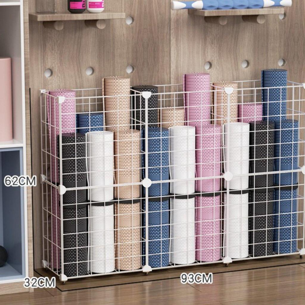 Exercise Mat Storage Rack With Wheels Home Gym Equipment Organizer Heavy Duty Rolling Fitness