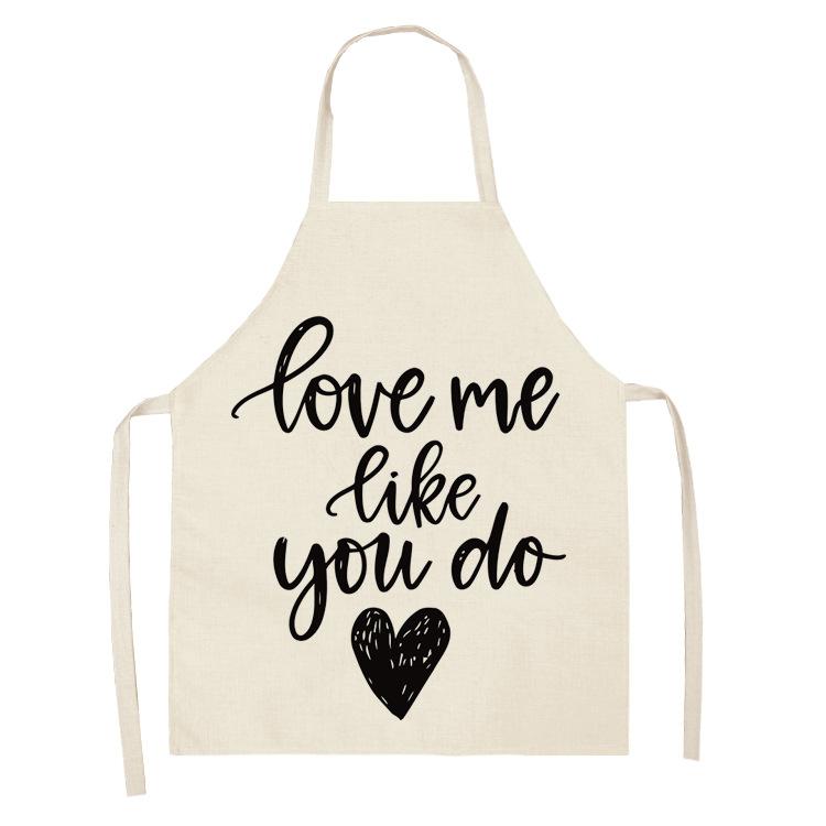 New Printed Women's Kitchen Apron Anti-stain and Oil-proof Linen Apron Dress Men's Chef Cooking Apron Cleaning Children's Apron