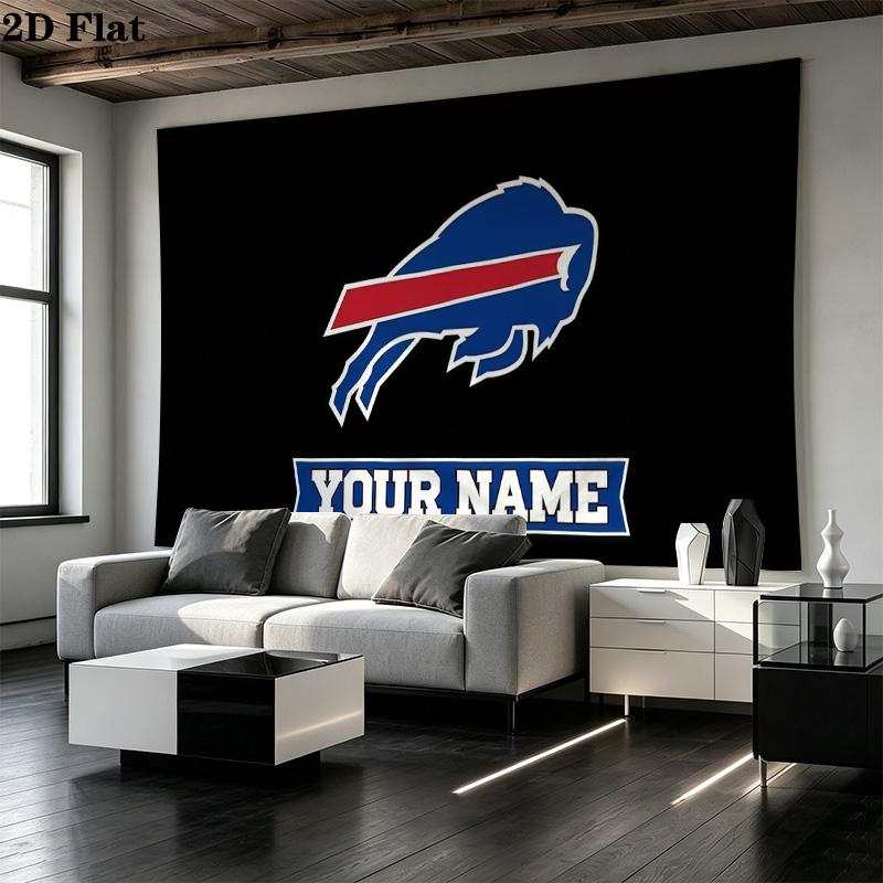 Custom Name Buffalo Bills Printed Tapestry – Wall Hanging for Bedrooms, Dorms, and Home Decor