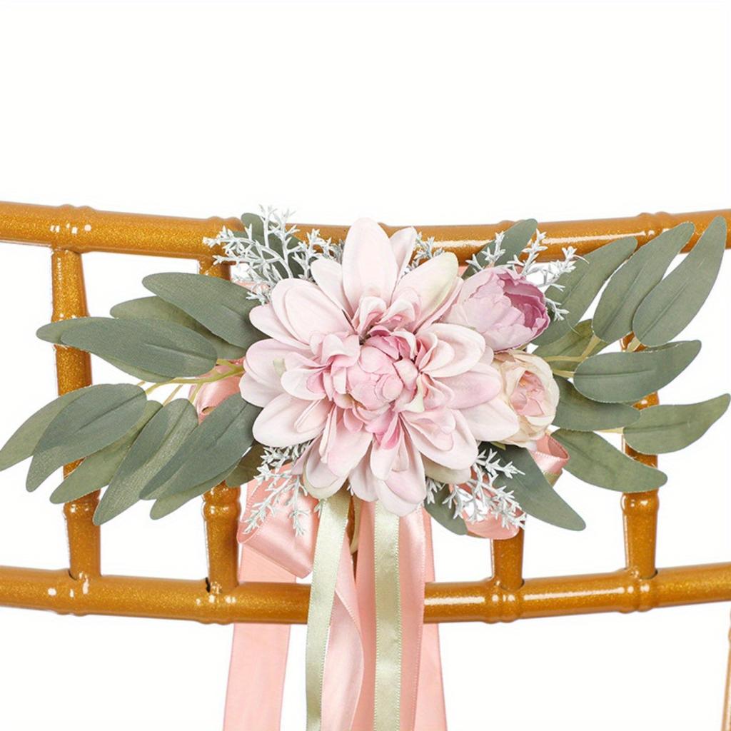 4 шт. Декор стульев, свадебные украшения для прохода, искусственные цветы для свадебной церемонии, вечеринки с искусственными цветами для украшения стульев, декор для вечеринки