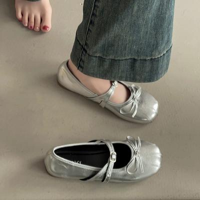 Новые ретро туфли на низком каблуке для женщин с неглубоким вырезом балетки