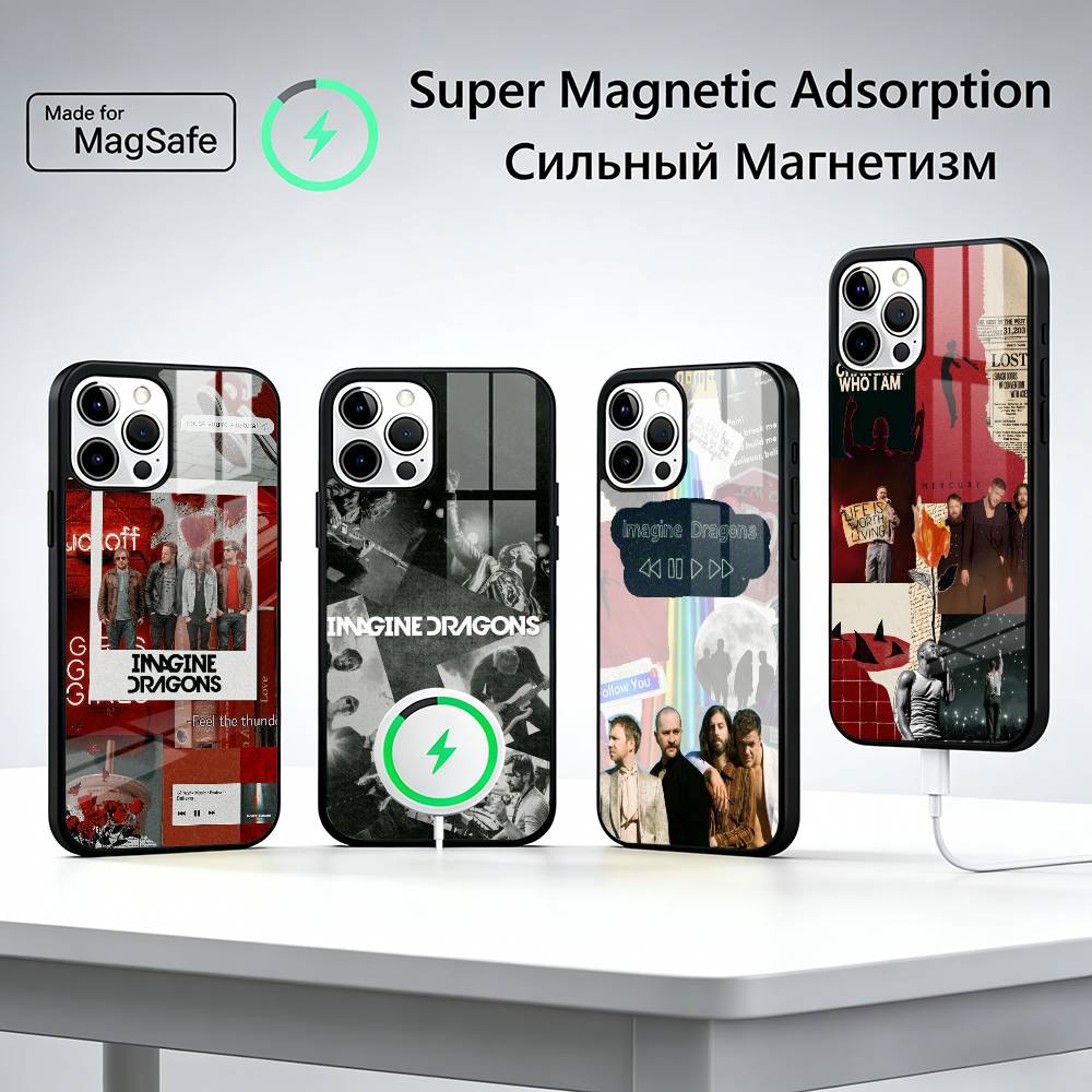 Band Imagine D-Dragons For Magsafe Phone Case for iPhone 17 16 15 14 13 12 11 Series Wireless Charging