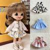 Handmade Printed Dresses Fashion Doll Clothes Skirt New White Cardigan  1/11 OB11 Dolls/1/12 BJD