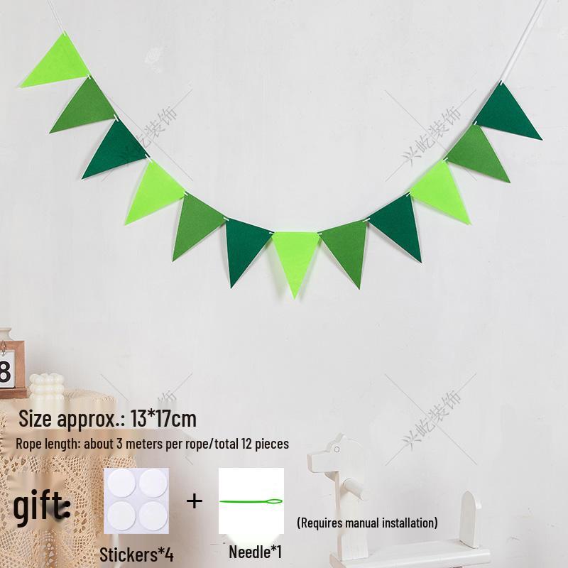 Yellow-Green Felt Pennant Bunting for Kids' Birthday or Kindergarten Decor
