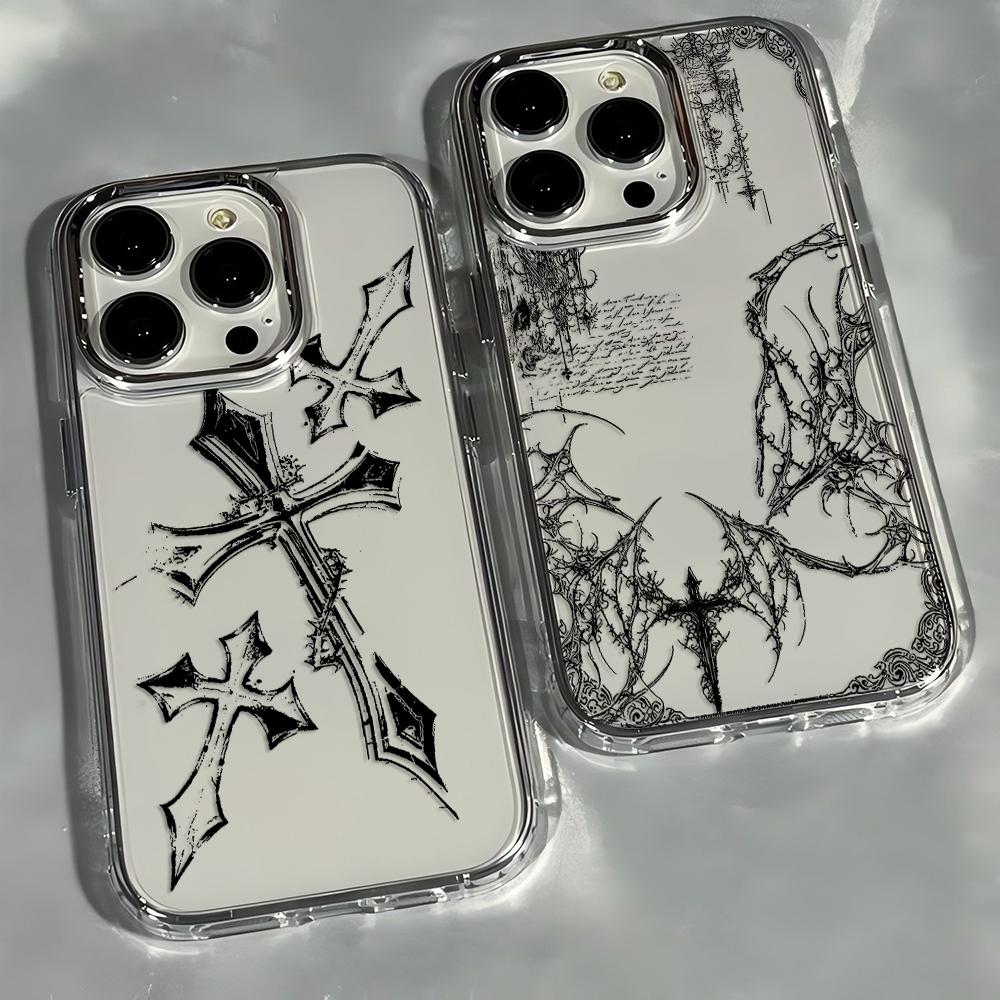 Крутой темный готический крест Чехол для телефона Для iPhone 17 16e 16 15 14 13 12 11 Pro Max X 8 7 Air Plus Покрытие Прозрачный Мягкий чехол