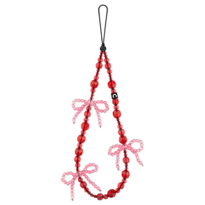 White Heart Phone Lanyard With Pearl Charm Anti-Lost Strap Smartphone Womens Fashion Accessory