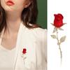 Премиальная брошь и булавка «Красная роза» с синим цветочным акцентом для пальто и платьев