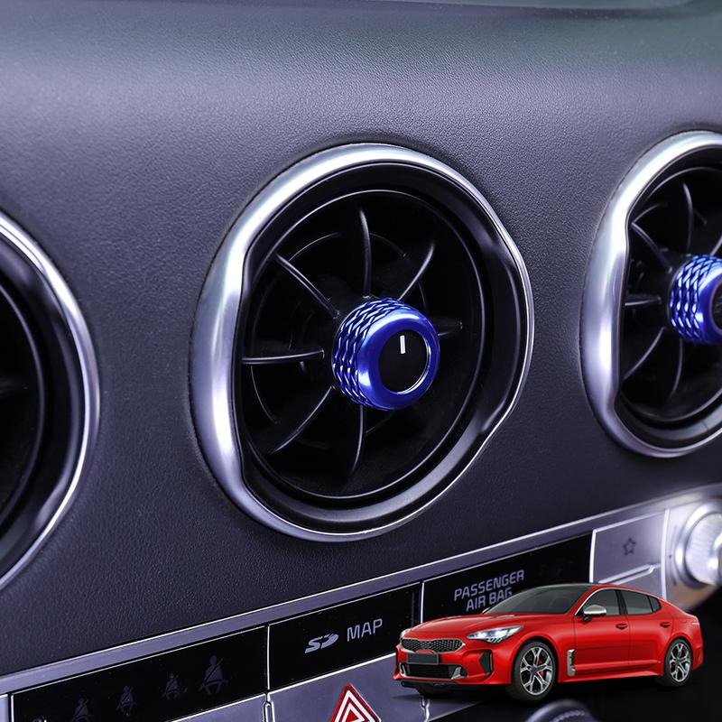 Car Interior Trim Accessories Rotating Air Vent Knob Ring Cover Trim Aluminium Alloy Material For KIA Stinger 2018~ LHD/RHD
