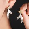 Splicing Fishtail Pendant Earrings Light Luxury Niche Design Stud Earrings High Sense Fashion Versatile Exquisite Earrings Women
