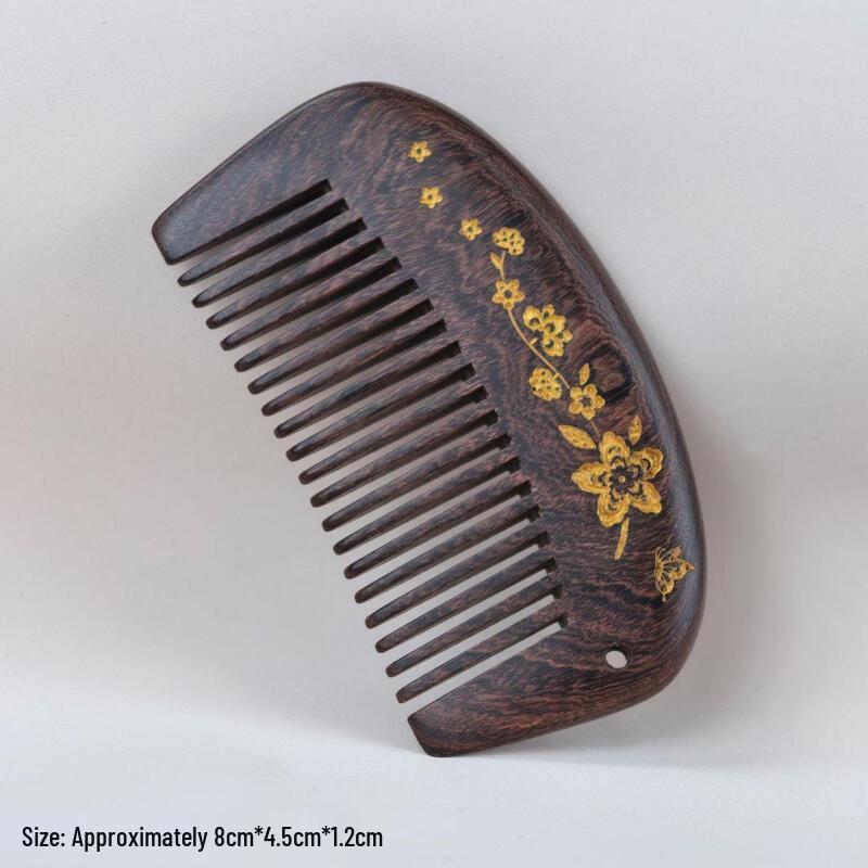 FLZX Women's Gold-Painted Sandalwood Pocket Comb