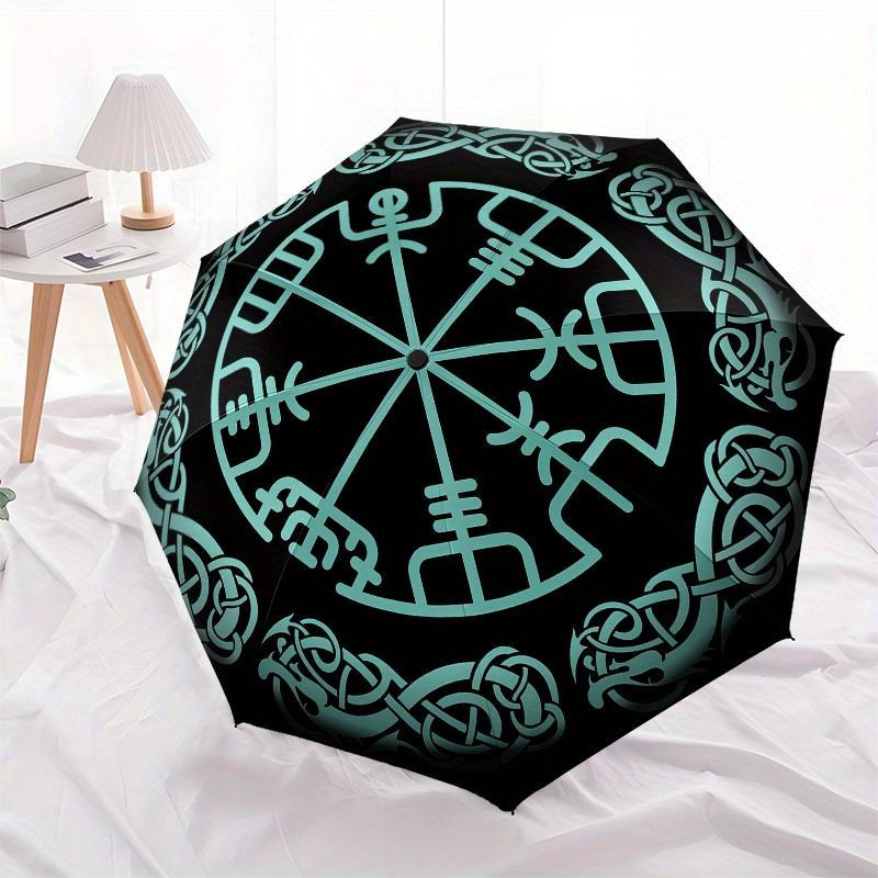Viking Compass Vegvisir Nordic Symbol StickerUmbrella, Portable 3-Fold Compact Umbrella,Christmas Gift ES447