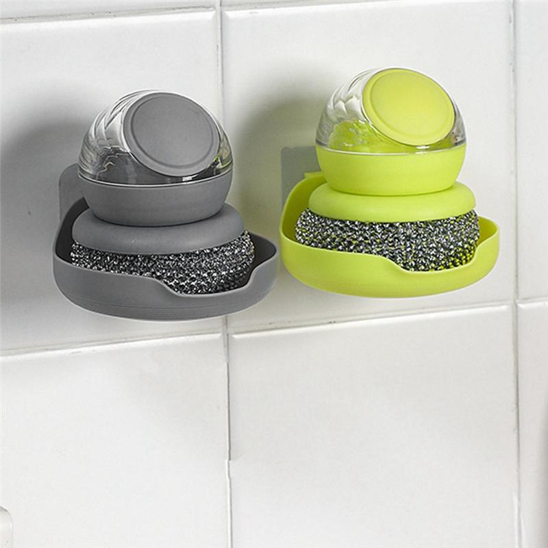 Practical-Kitchen Wash Pot Dish Brush Washing Utensils With Automatic Soap Liquid Dispenser Household Cleaning Accessories