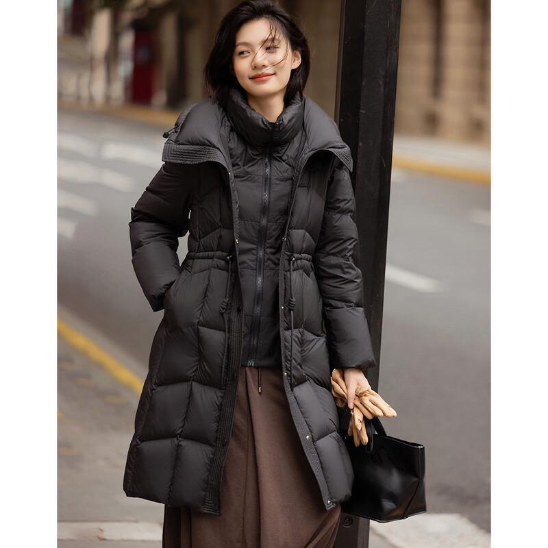 Demana Women's Faux Two-Piece Hooded 90 Duck Down Winter Jacket