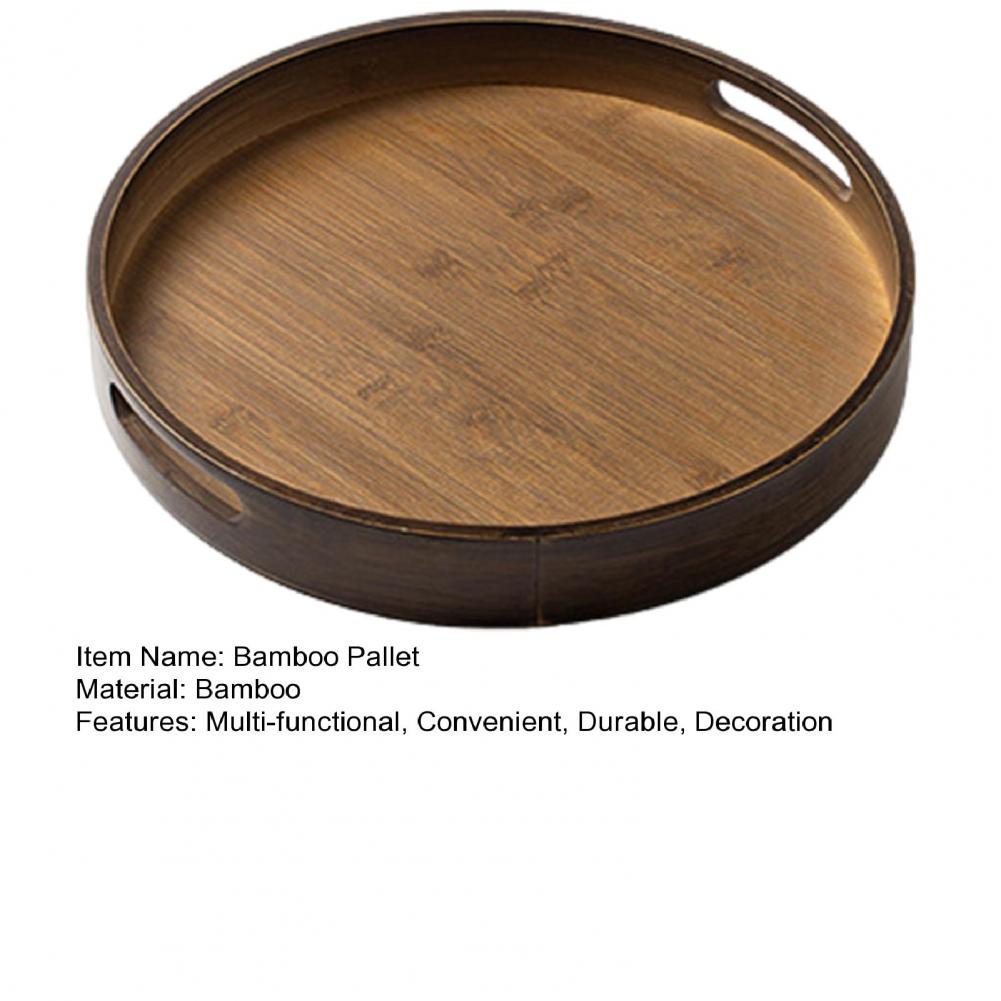 25/30/35/40 см бамбуковый поддон круглый сервировочный поднос с ручками деревянный поднос для хранения стол тарелка для хранения для домашней кухни патио вечеринки