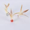 1 Pc/3 Pcs Interactive Feather Ball Toy Mini Bouncy Basketball Soccer Baseball with Feather Pet Training Catcher Toy for Indoor Cats