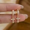 Изысканные серьги-подвески с крестом из циркония для женщин, подчеркивающие индивидуальность, хип-хоп, золотого цвета, серьги-кольца с кубическим цирконием, ювелирные изделия для дружбы, подарки