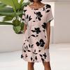 Women's Fashion Short Sleeve Dress With Pockets Floral Print Casual Beach Dress