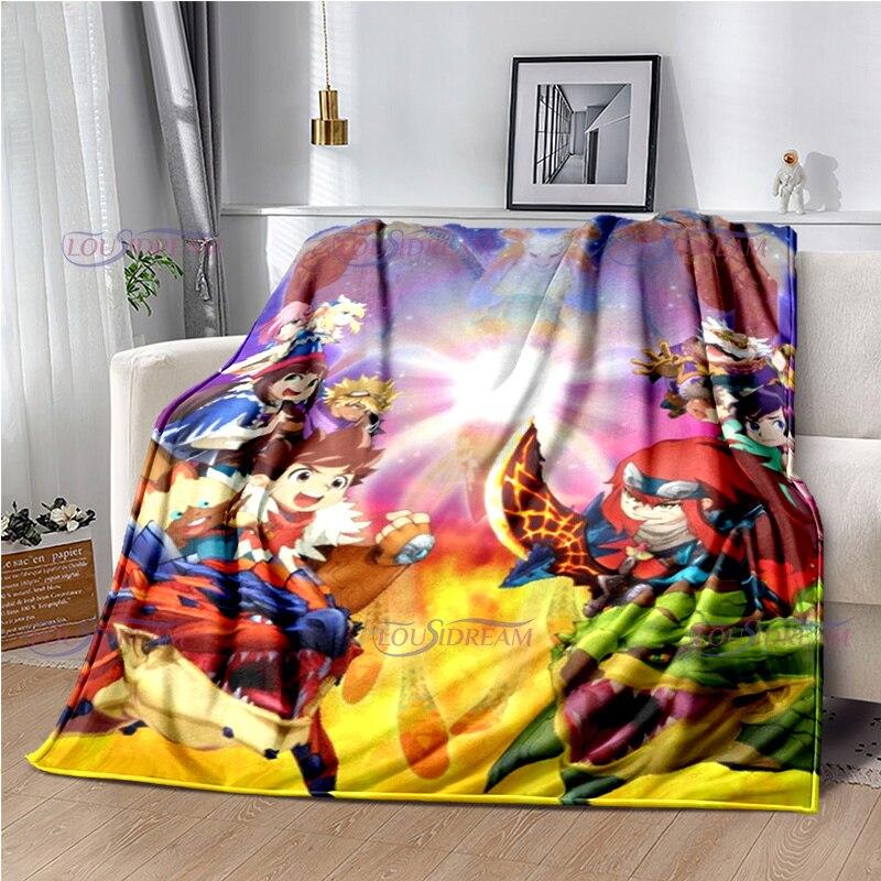 Monster Hunter Stories Soft Flannel Blanket Cartoon Blanket for All Seasons Warm Cozy Fluffy Blanket for Sofa Bed Living Room