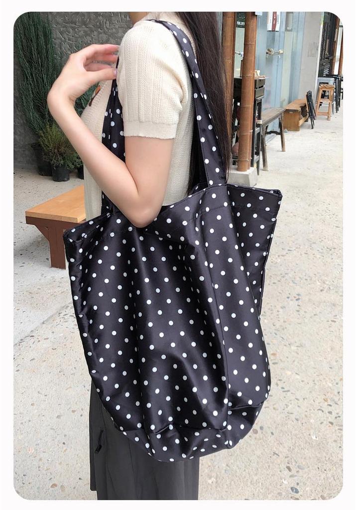 Korean Style Polka Dot Nylon Tote Bag - Fashionable Casual Handbag with Large Capacity for Women