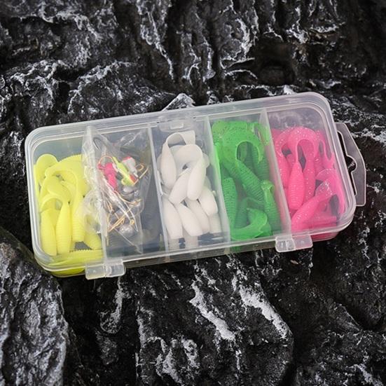 30/60Pcs/Set 3.5/5/7CM Curly Tail Worm Lure with Hook Colorful Soft Artificial Bait Saltwater Freshwater Bass Snakehead Trout Fishing Accessories