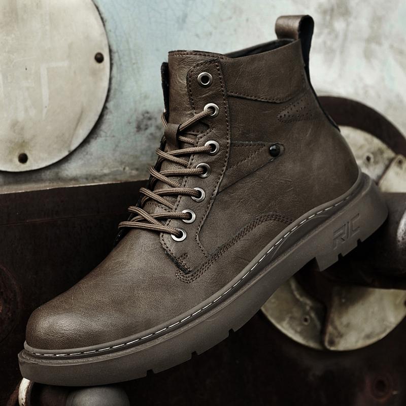 FashionHigh Quality Male Comfort High Top Walking Shoes Genuine Leather Male Casual Ankle Boots Luxury Brand Warm Winter Boots for Men