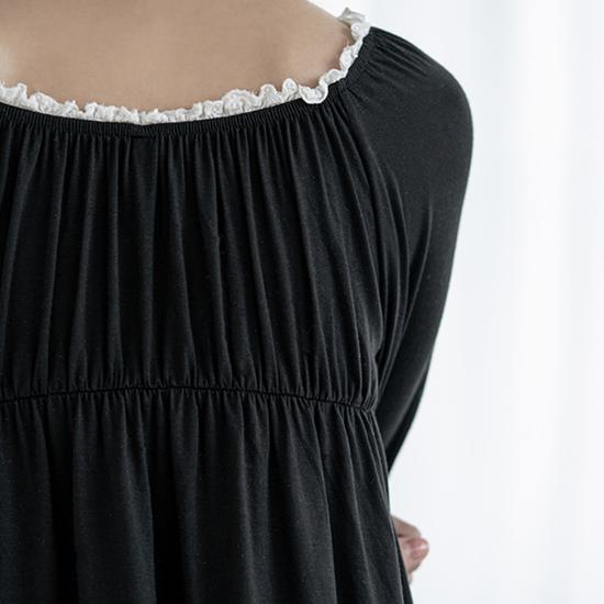 RYMD модальный бюстгальтер-чепчик с длинным рукавом белая лента из двух частей домашняя одежда черного цвета