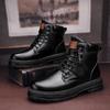 2024 Mens High Top Boots Mens Leather Shoes Fashion Motorcycle Ankle Boots Mens Winter Boots Comfortable Platform Desert Boots