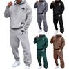 Мужской костюм с капюшоном и брюками, уличный, с плюшевой подкладкой, большой размер, свободный спортивный костюм для улицы, однотонный зимний спортивный костюм, комплект из брюк с завязками на щиколотках