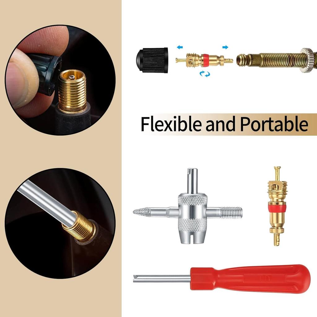 JUTOSU Tire Valve Core, Tire Repair Tool, Tire Air Valve Installation Tool, Conversion Adapter,
