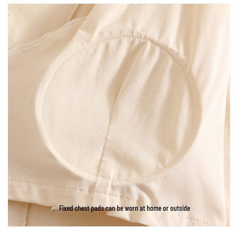 Women's Cotton Long Sleeve Pajama Set with Chest Pad - Casual & Comfortable for Indoors or Outdoors