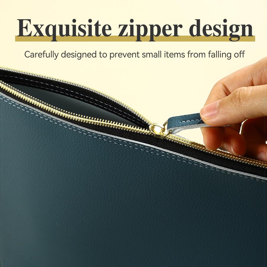 A4 Leather Zipper Bag In Multiple Colors Business Briefcase PU Document Bag for Professional Use