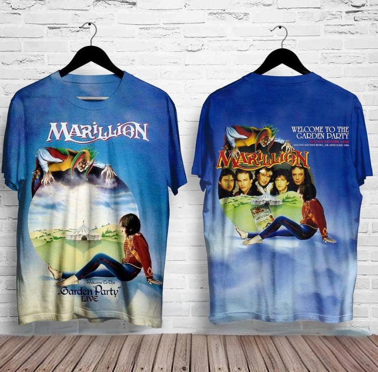 Унисекс Оверсайз Футболка с Круглым Вырезом в Стиле Streetwear с 3D-Принтом Альбома Marillion