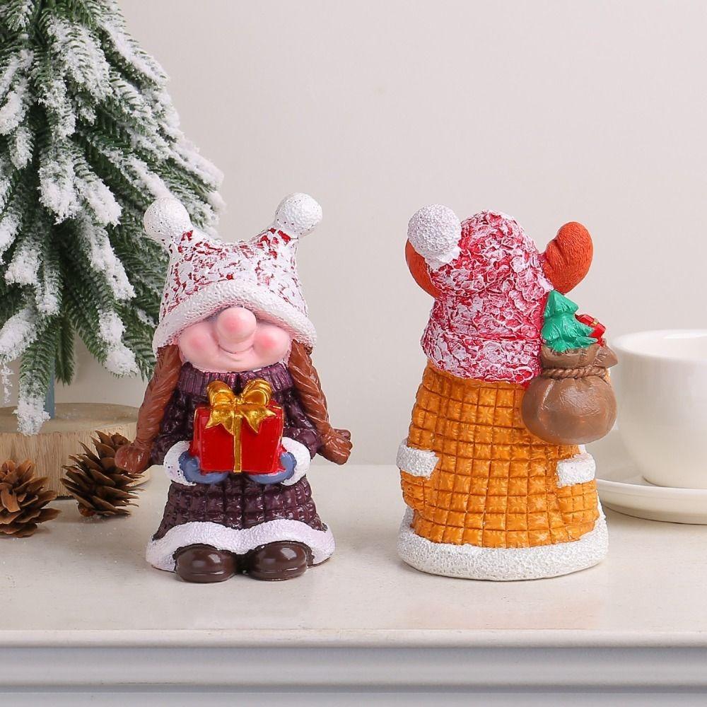 Resin Crafts Christmas Gnomes Statues Cute Merry Christmas Decorations  New Year Gift