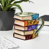 Painted Book Cup 3D Stacked Book Coffee Mug 300ml Unique Reading Atmosphere Mug Literary Collection Gifts for Book Lovers