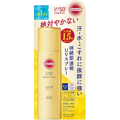 KOSE COSMEPORT Sankat R Perfect UV Spray 90 г SUNCUT Sun Care Перед использованием энергично встряхните баллон вверх-вниз.. Распылить на расстоянии 10-15 см от кожи и волос.