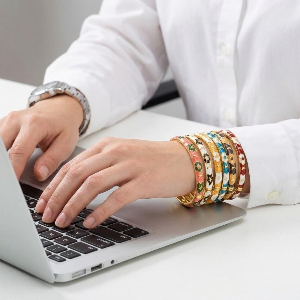 Floral Colorful Flower Bangle Traditional Women's Hand Bracelet  Jewelry Gifts