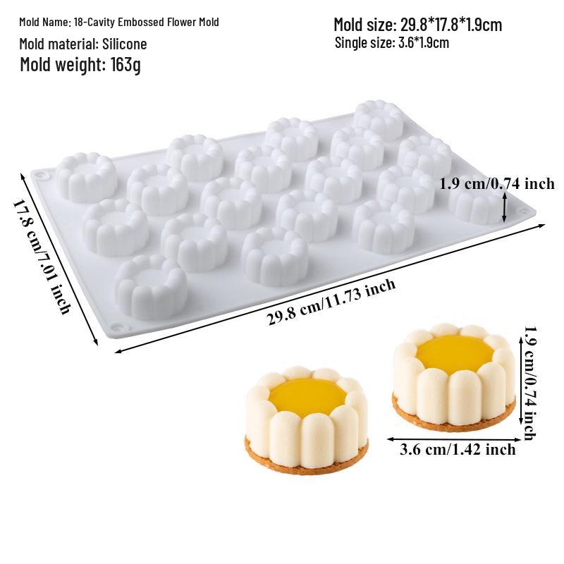 6-Cavity Flower & Heart Silicone Mousse Mold for Chocolate and Cakes