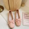 Round Toe Casual Shoes Women  Spring Candy Color Flat Heel Knot Ballet Flats Shoes Slip On Loafer Sneakersisd34