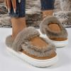Winter Women Platform Fur Slippers Warm New Short Plush Flats Home Cotton Shoes Suede Slippers