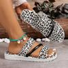 Fashion Women's Slippers 2024 Hot Selling Low Heel Flat Toe Sandals Summer New Leopard Print Outdoor Casual Comfortable Women's Slippers