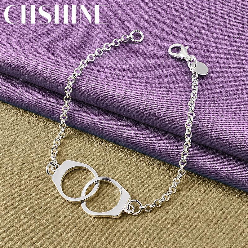 CHSHINE Изысканный браслет-наручники из стерлингового серебра 925 пробы для женщин, влюбленных, свадебный, модный, с подвесками