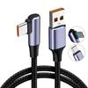 90 Degree Charging Cable 6A Quick Charge Data Cord High Speed USB A To Type C Line  Laptop