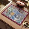 Quick Drying Kitchen Drying Mat Retro Kitchen Countertop Mat Dish Drying Rugs  Holiday