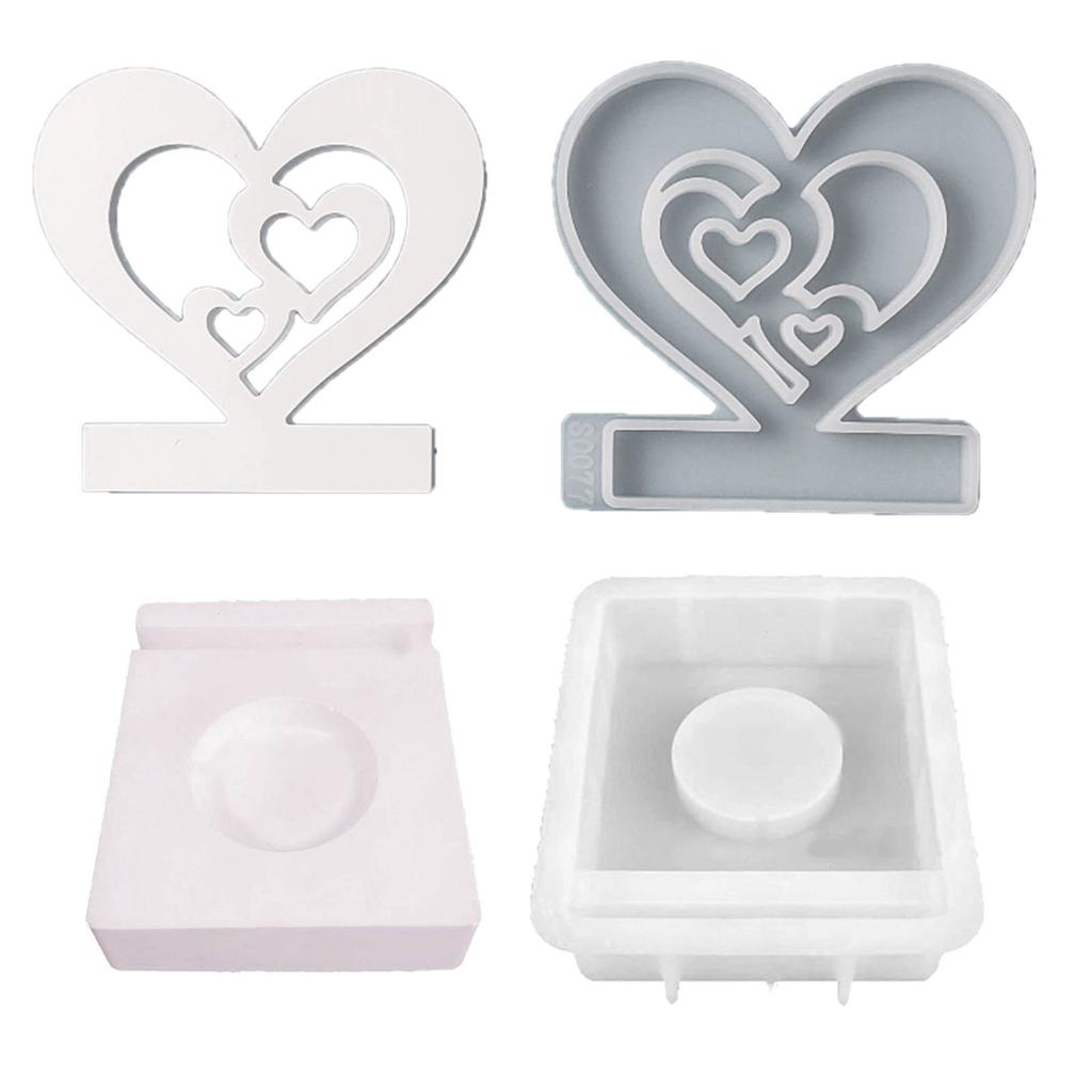 Hollow Flame Candlesticks Resins Moulds Lotus Candle Holder Silicone Molds DIY Heart Castings Moulds Home Decorations