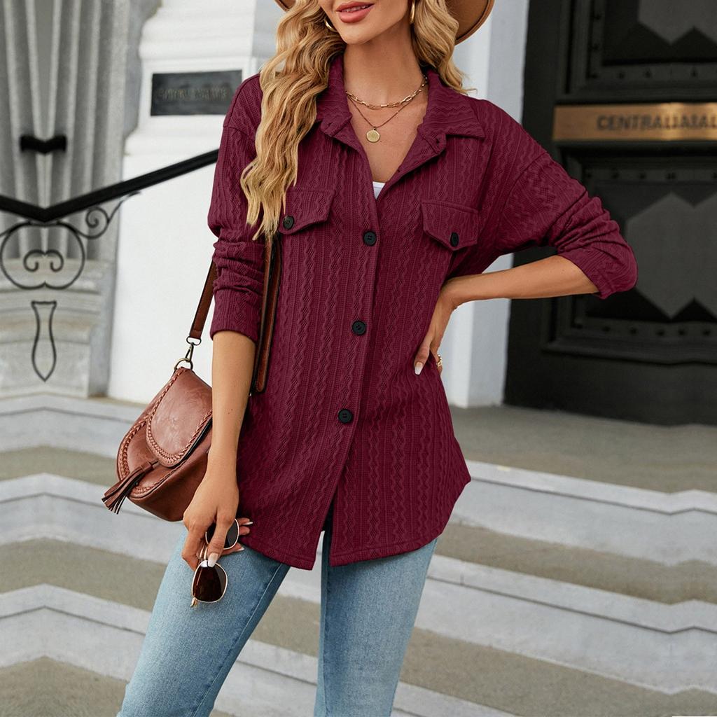 Женская мода повседневная однотонная нагрудная накладка на пуговицах с длинным рукавом кардиган верхнее пальто